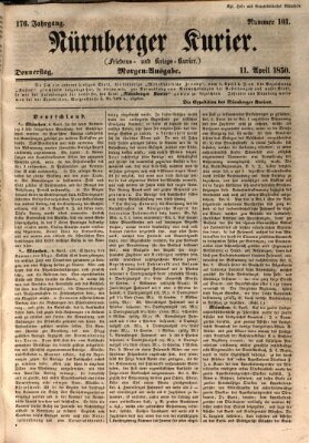 Nürnberger Kurier (Nürnberger Friedens- und Kriegs-Kurier) Donnerstag 11. April 1850