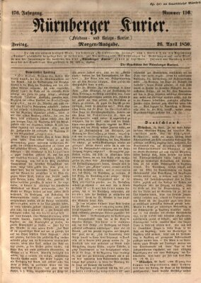 Nürnberger Kurier (Nürnberger Friedens- und Kriegs-Kurier) Freitag 26. April 1850