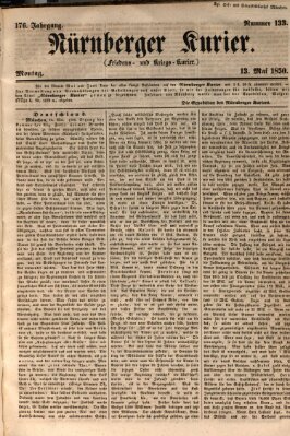 Nürnberger Kurier (Nürnberger Friedens- und Kriegs-Kurier) Montag 13. Mai 1850