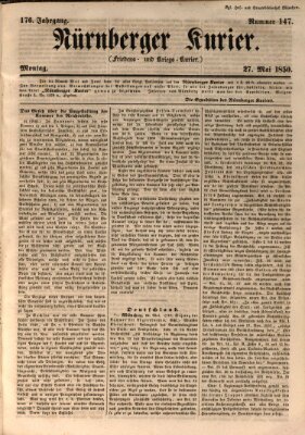 Nürnberger Kurier (Nürnberger Friedens- und Kriegs-Kurier) Montag 27. Mai 1850