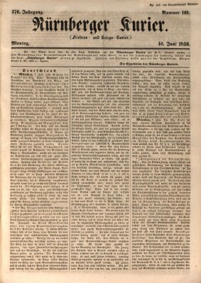 Nürnberger Kurier (Nürnberger Friedens- und Kriegs-Kurier) Montag 10. Juni 1850