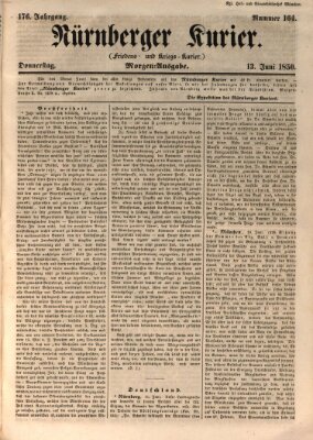 Nürnberger Kurier (Nürnberger Friedens- und Kriegs-Kurier) Donnerstag 13. Juni 1850