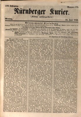 Nürnberger Kurier (Nürnberger Friedens- und Kriegs-Kurier) Montag 24. Juni 1850