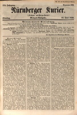 Nürnberger Kurier (Nürnberger Friedens- und Kriegs-Kurier) Dienstag 25. Juni 1850