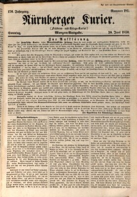 Nürnberger Kurier (Nürnberger Friedens- und Kriegs-Kurier) Sonntag 30. Juni 1850