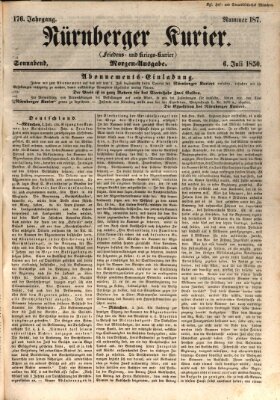 Nürnberger Kurier (Nürnberger Friedens- und Kriegs-Kurier) Samstag 6. Juli 1850