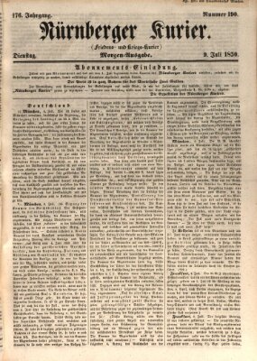 Nürnberger Kurier (Nürnberger Friedens- und Kriegs-Kurier) Dienstag 9. Juli 1850