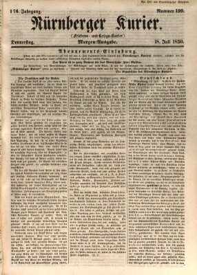 Nürnberger Kurier (Nürnberger Friedens- und Kriegs-Kurier) Donnerstag 18. Juli 1850