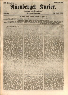 Nürnberger Kurier (Nürnberger Friedens- und Kriegs-Kurier) Freitag 19. Juli 1850