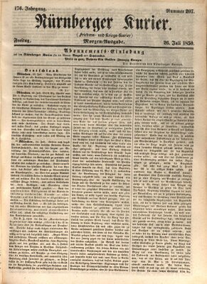 Nürnberger Kurier (Nürnberger Friedens- und Kriegs-Kurier) Freitag 26. Juli 1850