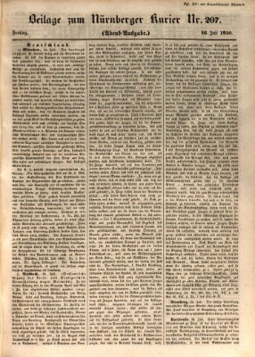 Nürnberger Kurier (Nürnberger Friedens- und Kriegs-Kurier) Freitag 26. Juli 1850