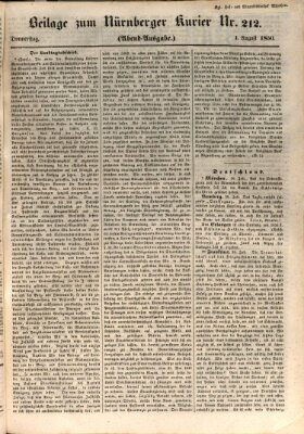 Nürnberger Kurier (Nürnberger Friedens- und Kriegs-Kurier) Donnerstag 1. August 1850