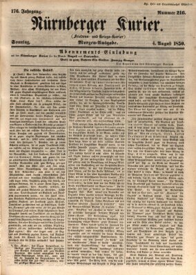 Nürnberger Kurier (Nürnberger Friedens- und Kriegs-Kurier) Sonntag 4. August 1850