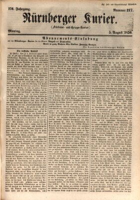 Nürnberger Kurier (Nürnberger Friedens- und Kriegs-Kurier) Montag 5. August 1850