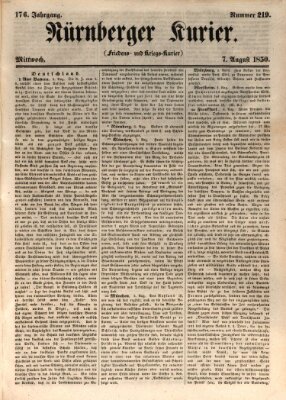 Nürnberger Kurier (Nürnberger Friedens- und Kriegs-Kurier) Mittwoch 7. August 1850