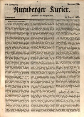 Nürnberger Kurier (Nürnberger Friedens- und Kriegs-Kurier) Samstag 10. August 1850