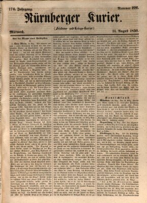 Nürnberger Kurier (Nürnberger Friedens- und Kriegs-Kurier) Mittwoch 14. August 1850