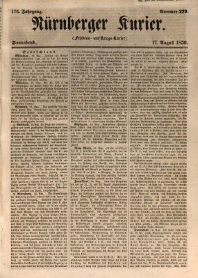 Nürnberger Kurier (Nürnberger Friedens- und Kriegs-Kurier) Samstag 17. August 1850