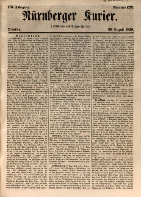 Nürnberger Kurier (Nürnberger Friedens- und Kriegs-Kurier) Dienstag 20. August 1850