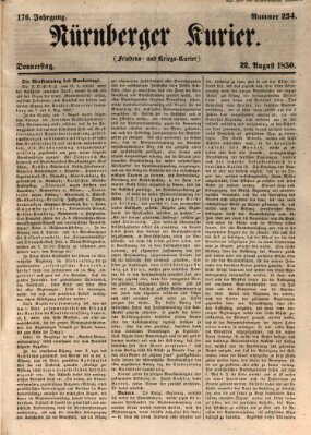 Nürnberger Kurier (Nürnberger Friedens- und Kriegs-Kurier) Donnerstag 22. August 1850