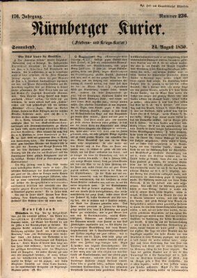 Nürnberger Kurier (Nürnberger Friedens- und Kriegs-Kurier) Samstag 24. August 1850