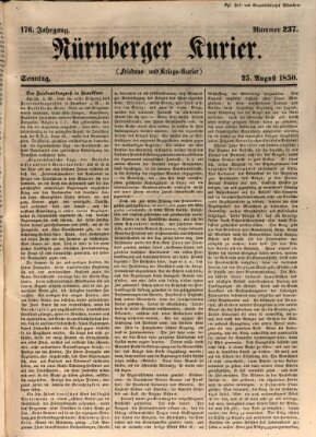 Nürnberger Kurier (Nürnberger Friedens- und Kriegs-Kurier) Sonntag 25. August 1850