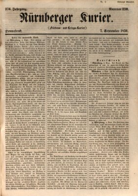 Nürnberger Kurier (Nürnberger Friedens- und Kriegs-Kurier) Samstag 7. September 1850