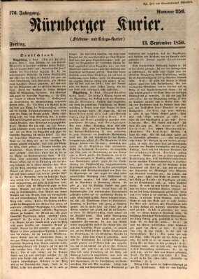 Nürnberger Kurier (Nürnberger Friedens- und Kriegs-Kurier) Freitag 13. September 1850