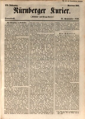 Nürnberger Kurier (Nürnberger Friedens- und Kriegs-Kurier) Samstag 21. September 1850