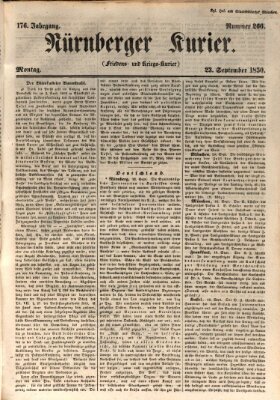 Nürnberger Kurier (Nürnberger Friedens- und Kriegs-Kurier) Montag 23. September 1850