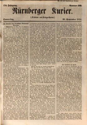 Nürnberger Kurier (Nürnberger Friedens- und Kriegs-Kurier) Donnerstag 26. September 1850