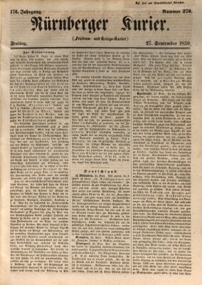 Nürnberger Kurier (Nürnberger Friedens- und Kriegs-Kurier) Freitag 27. September 1850