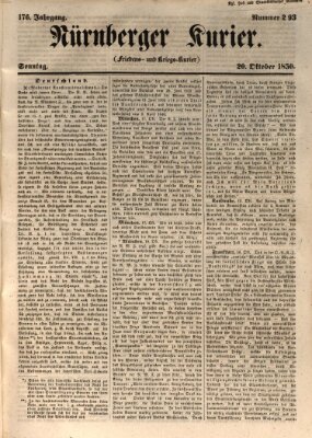 Nürnberger Kurier (Nürnberger Friedens- und Kriegs-Kurier) Sonntag 20. Oktober 1850