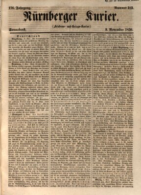 Nürnberger Kurier (Nürnberger Friedens- und Kriegs-Kurier) Samstag 9. November 1850