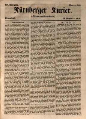 Nürnberger Kurier (Nürnberger Friedens- und Kriegs-Kurier) Samstag 16. November 1850