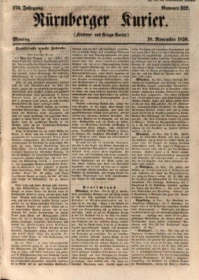 Nürnberger Kurier (Nürnberger Friedens- und Kriegs-Kurier) Montag 18. November 1850