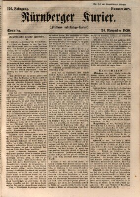 Nürnberger Kurier (Nürnberger Friedens- und Kriegs-Kurier) Sonntag 24. November 1850