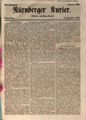 Nürnberger Kurier (Nürnberger Friedens- und Kriegs-Kurier) Donnerstag 5. Dezember 1850