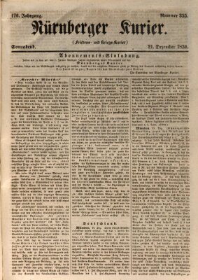 Nürnberger Kurier (Nürnberger Friedens- und Kriegs-Kurier) Samstag 21. Dezember 1850