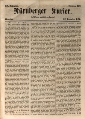 Nürnberger Kurier (Nürnberger Friedens- und Kriegs-Kurier) Sonntag 22. Dezember 1850