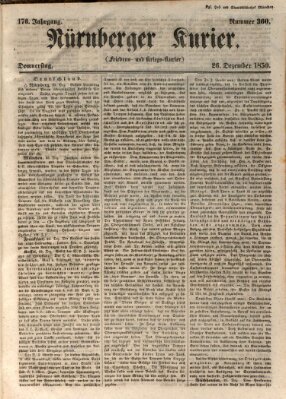 Nürnberger Kurier (Nürnberger Friedens- und Kriegs-Kurier) Donnerstag 26. Dezember 1850