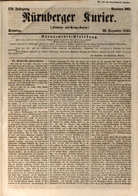 Nürnberger Kurier (Nürnberger Friedens- und Kriegs-Kurier) Sonntag 29. Dezember 1850