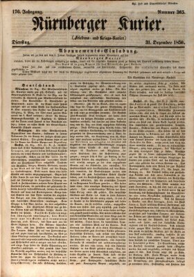 Nürnberger Kurier (Nürnberger Friedens- und Kriegs-Kurier) Dienstag 31. Dezember 1850