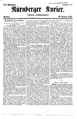 Nürnberger Kurier (Nürnberger Friedens- und Kriegs-Kurier) Freitag 10. Januar 1851