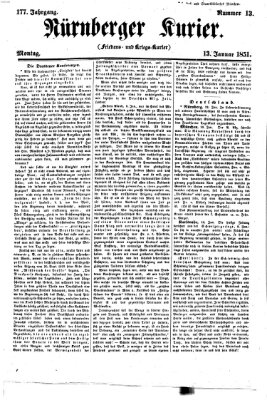 Nürnberger Kurier (Nürnberger Friedens- und Kriegs-Kurier) Montag 13. Januar 1851