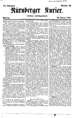 Nürnberger Kurier (Nürnberger Friedens- und Kriegs-Kurier) Montag 20. Januar 1851