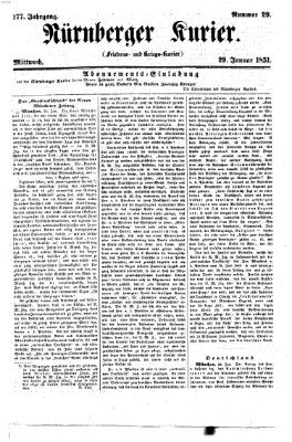 Nürnberger Kurier (Nürnberger Friedens- und Kriegs-Kurier) Mittwoch 29. Januar 1851