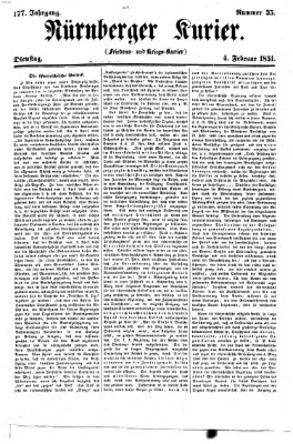 Nürnberger Kurier (Nürnberger Friedens- und Kriegs-Kurier) Dienstag 4. Februar 1851