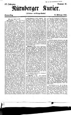 Nürnberger Kurier (Nürnberger Friedens- und Kriegs-Kurier) Donnerstag 6. Februar 1851