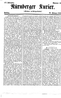 Nürnberger Kurier (Nürnberger Friedens- und Kriegs-Kurier) Freitag 21. Februar 1851